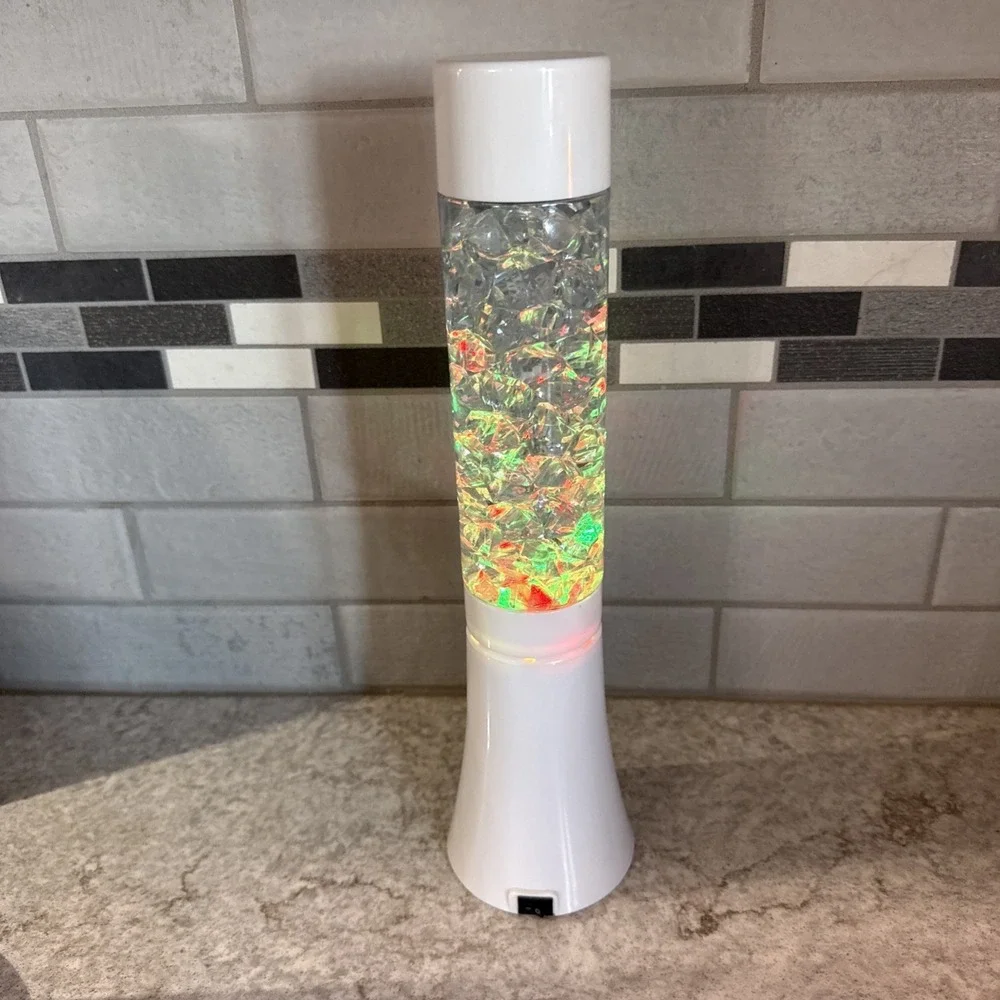 Crystal Color Changing Ambient Light Lamp 13 Inch Tall White Battery Operated